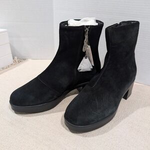 Lazo Siren Black Suede Platform Ankle Boots 8.5 Dark Academia Goth Witch NIB